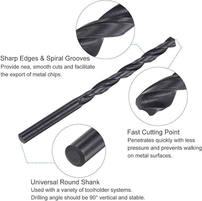uxcell Tap and Drill Bit Set, 1/4-32 UNEF Thread Tap & 7/32" Black Oxide Twist Drill Bit, Straight Flute Tap Tapping Threading Repair Tool Kit