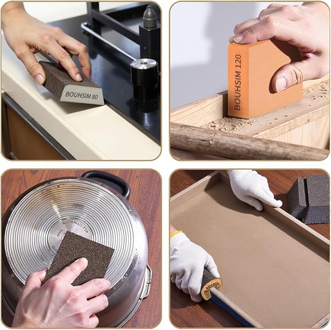 Sanding Sponge,Washable and Reusable Handmade Sandpaper Block竊똙ersatile Sanding Blocks for Wood, Drywall & Metal竊똕andpaper Blocks Pads Perfect for Smooth finishes (6 Pack 60grit)