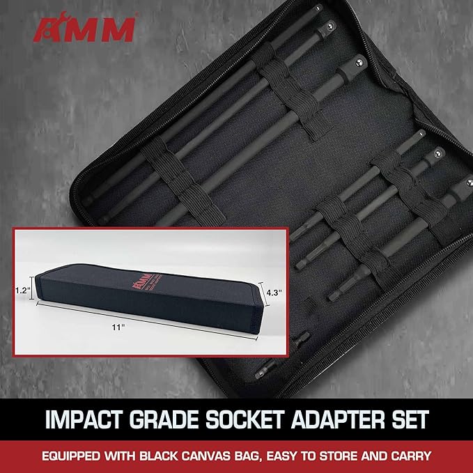 AMM 9-Piece Impact Grade Socket Adapter Set竊?/4", 3/8", and 1/2" Drive | 3", 6", and 10" Socket Driver Adaptor竊똀dapt Your Power Drill To High Torque Impact Wrench