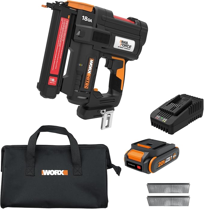 Worx Nitro 20V Cordless 18-Gauge Narrow Crown Stapler, Cordless Staple Gun Fires Up to 80 Staples/Min, Battery Powered Staple Gun with Tool-Free Jam Release WX844L ??Battery & Charger Included