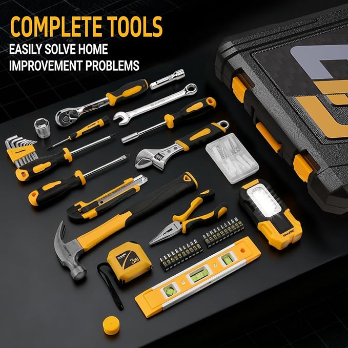 GRENPRO 219PCS Tool Set Tool Kit For Home, Car Motorcycle Automotive Basic Dorm Starter Household Hand Tool Kits, Mechanics Tools Set For Women, Portable Plastic Tool Boxes Organizers And Storage Case