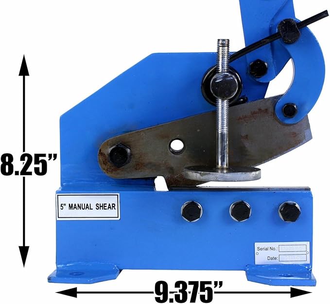 Erie Tools 5" Benchtop Manual Plate Shear ??Cuts Sheet Metal, Rebar, Carbon Steel, Round Stock ??Heavy-Duty Hand Plate Cutter