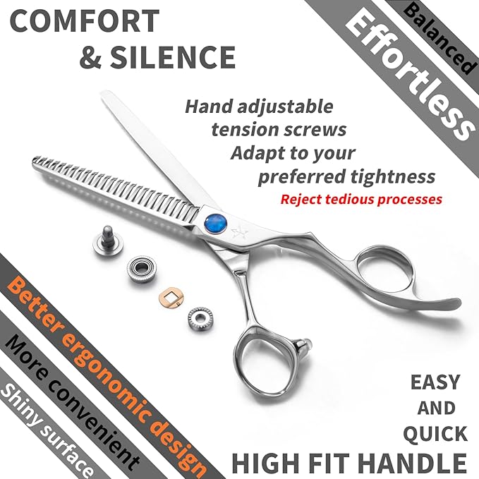 High-end Professional Hair Cut Thinning Scissors Hair Cutting Teeth Shears Barber Hairdressing Texturizing Scissor Extremely Very Sharp 6.6 Inch Dynamic Stainless Steel Alloy For Men Women