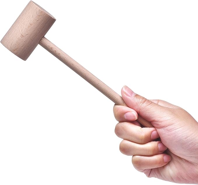 4 Pcs Wooden Crab Lobster Mallets Seafood Hammers, Solid Natural Beechwood