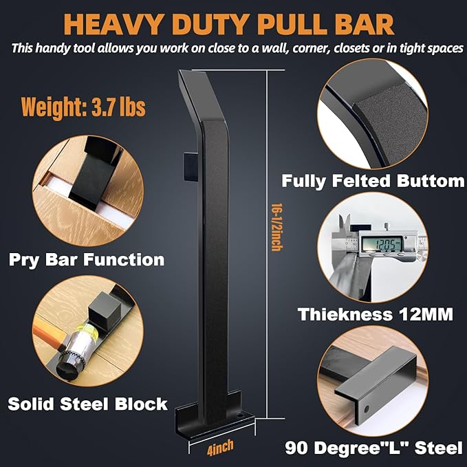 NAACOO Laminate Flooring Tools,Vinyl Flooring Tools, Heavy Tapping Block, Heavy Pull Bar, 10?쒬ontour Gauge, 20pc Upgrade Flooring Spacers, Rubber Mallet - Professional 5 in 1 Flooring Installation Kit