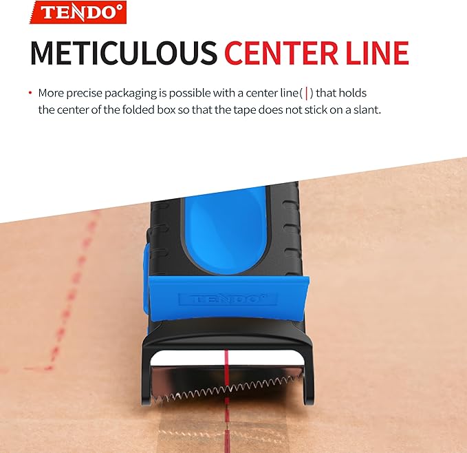 Heavy Duty Shipping Tape Dispenser: TENDO째 Premium Line ??Reusable, Replaceable, Eco-Friendly 2?쇺?Master Piece Dispenser for Pros with Patented 10째 Sloped Chromium Blades - P-2200 (4th Gen.)_SkyBlue