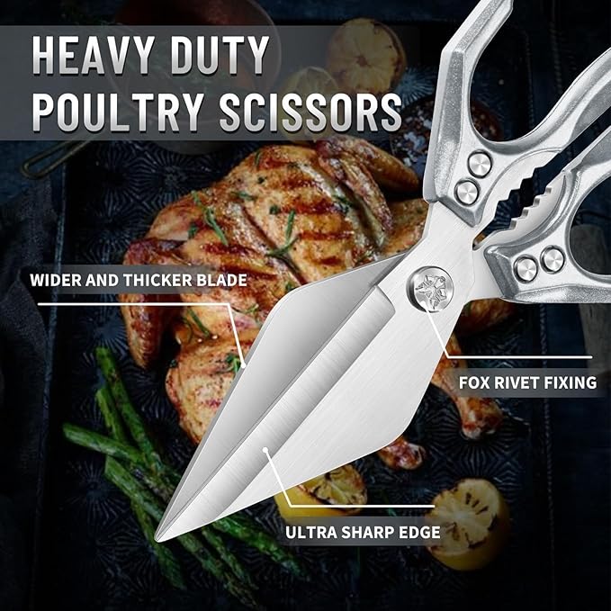 Dream Reach Heavy Duty Poultry Shears Kitchen Scissors Dishwasher Safe with Ergonomic Handle, Japanese High-Carbon Steel Cooking Shears for Chicken, Meat, Seafood, Bone Cutting Christmas Gifts for Men