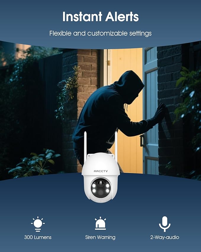 Solar Security Cameras Wireless Outdoor, 4MP 360째 View Battery Powered Outdoor Camera, Night Vision with Spotlight, 2-Way Audio, PIR Motion Sensor, 2.4G/5G Dual Band WiFi (2 Pack)