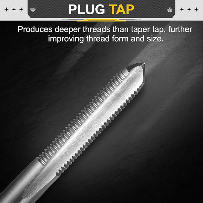 uxcell Hand Plug Tap M6 x 0.75 H2 Metric Thread Plug Style Taps Straight Flute Screw Tapping Threading Tool High Speed Steel HSS6542