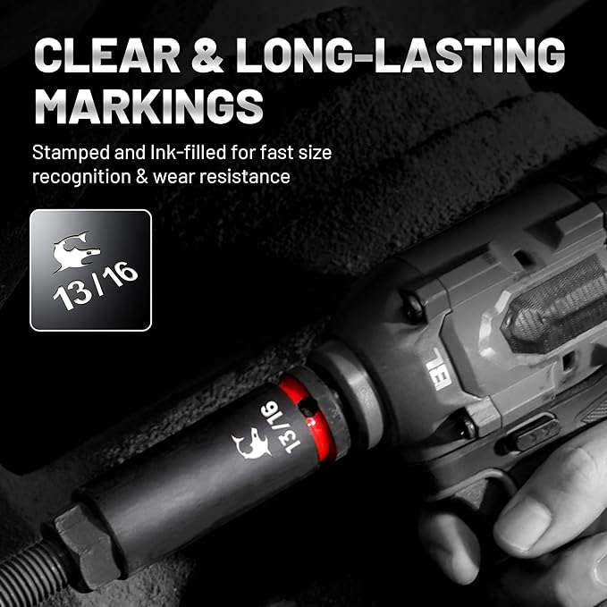 EZARC 1/2" Drive Impact Socket Set, 31-Piece SAE (3/8?? in) and Metric (10??4 mm) Deep Sockets, CR-V Material, 3/6/10 in Extensions, Universal Joint & Adapter, Storage Case