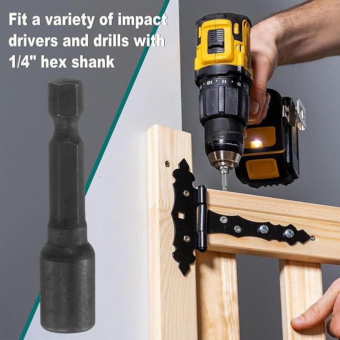 uxcell 2pcs 1/4" Hex Shank 6mm Magnetic Hex Socket 48mm Length, CR-V Steel Quick-Release Impact Driver Bit Socket Magnetic Nut Driver for Impact Drill Power Nut Setter Black