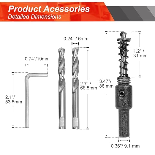 2-1/4 Inch Hole Saw with 9.1mm Triangle Shank Arbor, JTemgle Bi-Metal Hole Saw Heavy Duty Hole Cutting Tool for Cornhole Boards, Recessed Lights, Wood, Plastic, Drywall & Soft Metal