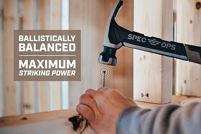 Spec Ops Tools Hammer Set, 20 oz Nailing Hammer and 22 oz Framing Hammer with Rip Claw & Soft Mallet Cap,25% Lighter Head, Shock-Absorbing MOA Grip, 3% Donated to Veterans