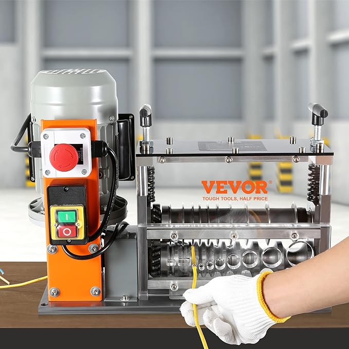 VEVOR Electric Wire Stripping Machine, 0.06''-1.57'' Automatic Wire Stripper Machine, 750 W, 98 ft/min Wire Stripper with Visible Stripping Depth Reference, 10 Channels Electric Wire Strip Machine