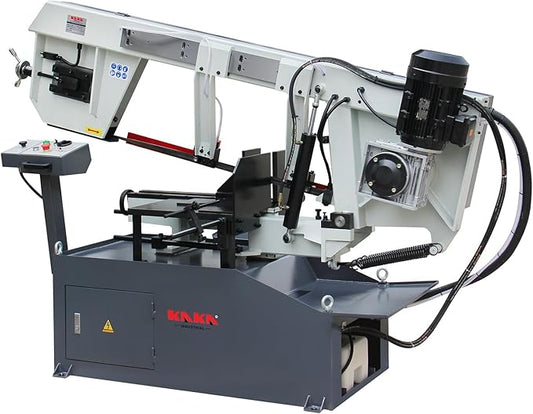KAKA INDUSTRIAL Metal Bandsaw 21.6 inch x14 inch Cutting Capacity Large - scale Industrial Metal Bandsaw 220V 3-Phase, 60° Miter and Hydraulic Feed Gear Drive and Dual-Speed Control BS-2114T
