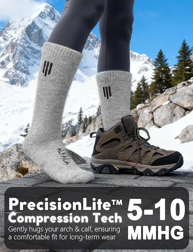 Alpaca Wool Boot Socks Men and Women, Heavyweight Thick Thermal Socks Cold Weather Hunting Hiking, Moisture Wicking