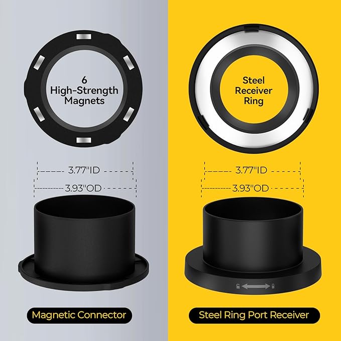 4 Magnetic Dust Collection Fittings for Dust Collectors Woodwork Shop Vacuum Hose,One-to-Multi Lightning Lock Dust Collector System w/1PK Mag Port Connector+3Set 4??2 Set 2.5??Couplers.