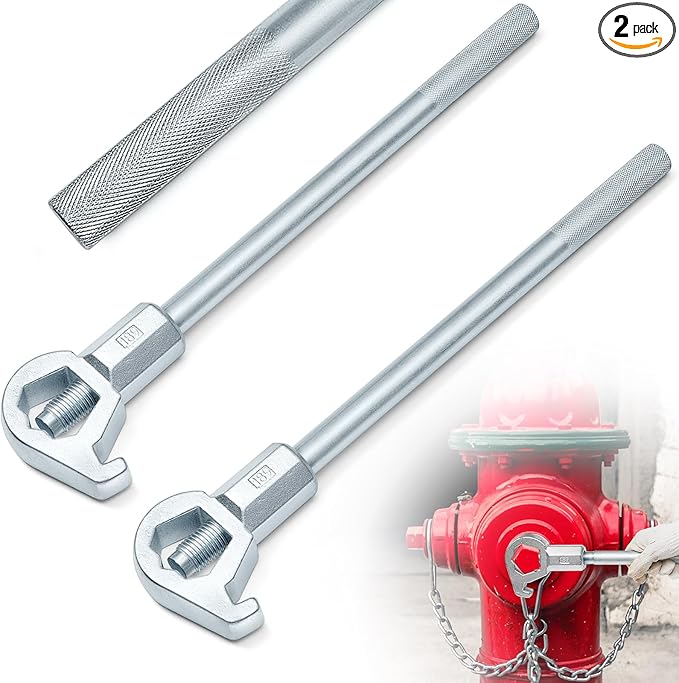 Tandefio 2 Pcs Fire Hydrant Wrench tool Heavy Duty Adjustable, Fits 1-1/2" to 6" Bolt Head Sizes, Fire Equipment Hydrant Wrench for Loosening Caps and Opening Valves, Tightening Nuts, Pipes