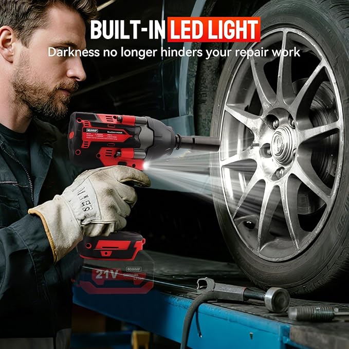 Cordless Impact Wrench 1/2 Inch, 1500 N.m/1106ft-lbs Brushless Impact Gun Compatible with Makita 18V Batteries, 3000 RPM Electric Power Impact Driver Set for Car Home(Red No Battery)