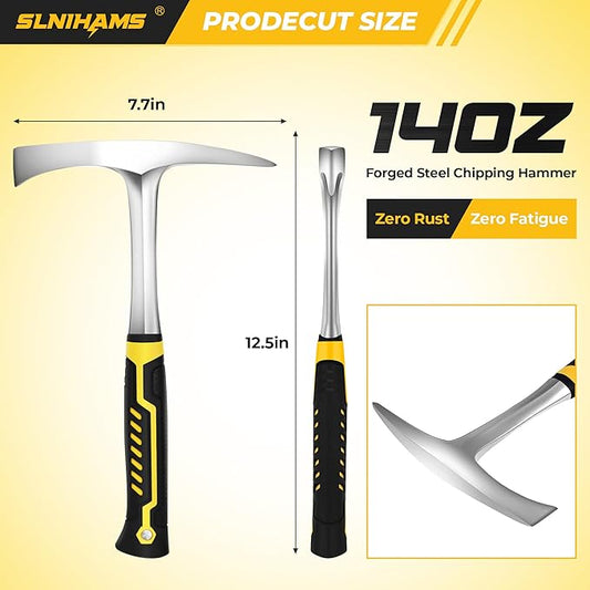 Chipping Hammer, 14oz Welding Chipping Hammer, Heavy Duty Slag Removal Tool with Ergonomic Grip, Non-Slip Handle for Welding, Metal Cleaning, Workshop & DIY Projects