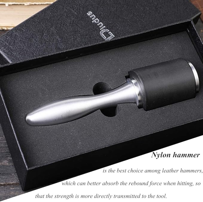 Leather Hammer Leather Mallet Craft Leather Carving Hammer Leather Maul for Stamping Tool Black Nylon Head Leather Mallet for Leather Work with Comfortable Handle for Handmade Project