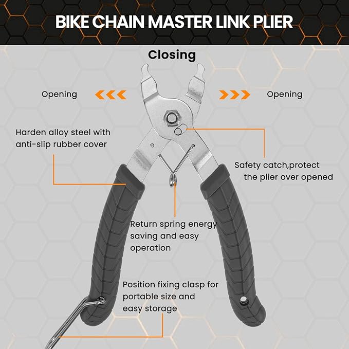 Oumers Bike Chain Repair Tools Set, Bicycle Chain Break Tool, Master Link Pliers, Bike Wear Checker Indicator Opener Closer Remover Pliers