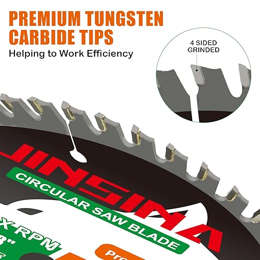 7-1/4” Circular Saw Blade for Wood, 24T TCT Cutting Blade, Fine Finish Crosscut Angled Bevels Framing Ripping for Plywood, Melamine, Oak, Pine, Laminate, Chipboard, 5/8"