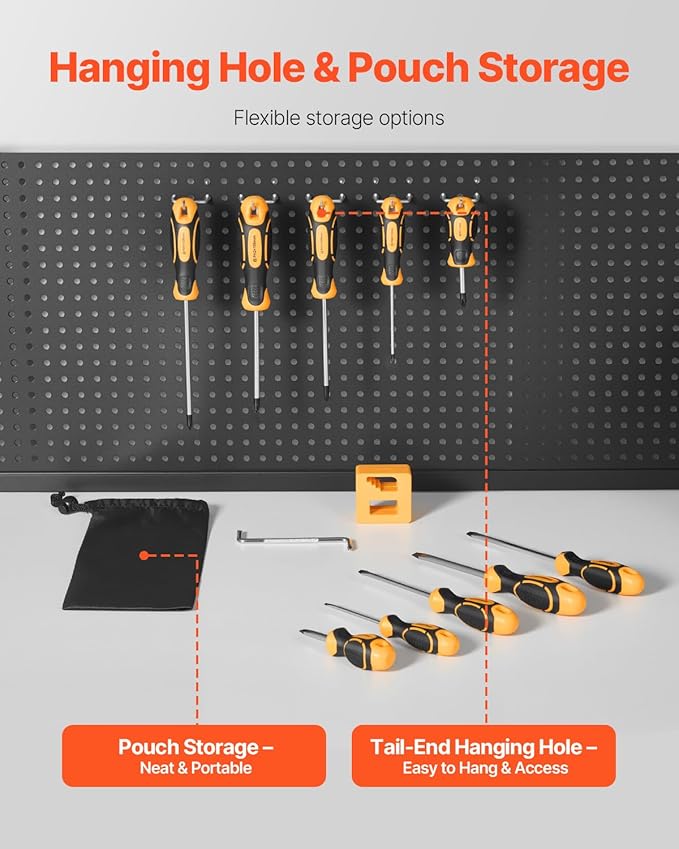 VEVOR Screwdriver Set, 12-Piece Hand Tools Set with Magnetic Tips, Includes 5 Phillips and 5 Flat Head Bits, Z-Type Bit, Professional Repair Tool Kit for Sockets, Furniture, Home Appliances, Bicycles