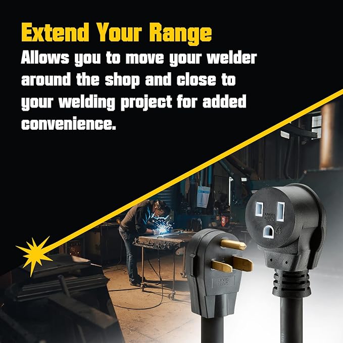 PrimeWeld Welder Extension Cord, SOOW Rated, 50 amp, 250v NEMA 6-50 Heavy Duty Welding Cable, 6 Gauge, (50ft)