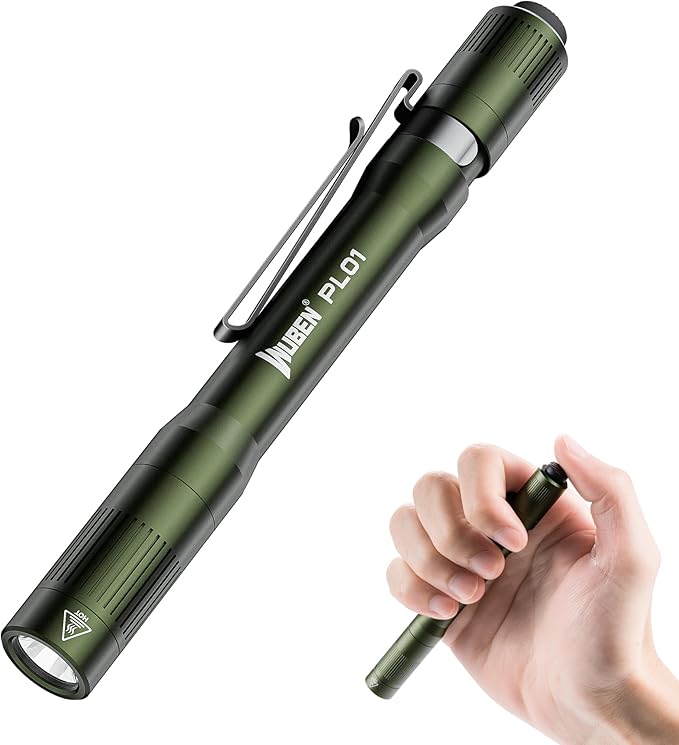 WUBEN PL01 Pen Light, 650 Lumens Pocket EDC Flashlight Rechargeable, Bright LED Pen Flashlight, IP68 Handheld Flash Lights, Compatible 2 AAA Battery for Home, Outdoor, Emergencies, Inspection