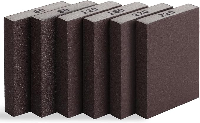 Bates- Sanding Sponge, 6 pcs, 60/80/120/180/220 Grit, Sandpaper Block, Sanding Blocks for Wood, Drywall Sanding Block, Drywall Sanding Sponge for Wood, Sanding Blocks Drywall, Sandpaper for Drywall
