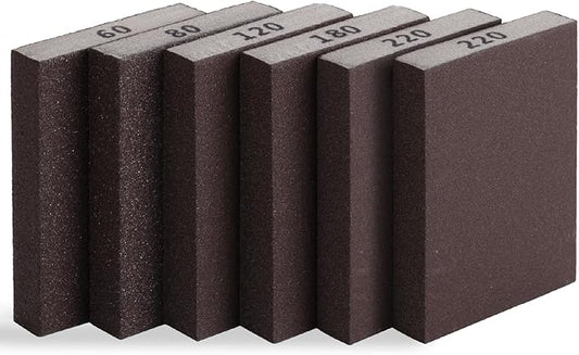 Bates- Sanding Sponge, 6 pcs, 60/80/120/180/220 Grit, Sandpaper Block, Sanding Blocks for Wood, Drywall Sanding Block, Drywall Sanding Sponge for Wood, Sanding Blocks Drywall, Sandpaper for Drywall