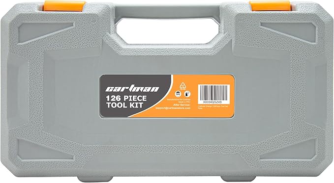 CARTMAN 126-Piece Home Tool Set Kit, Basic Household Hand Tools with Storage Case Orange
