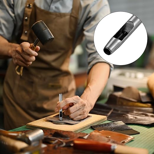 5.5MM Leather Hole Punch Tool [4PCS] - Metal Round Belt Hole Puncher Use for Leather Working & Belts & Watch Band & Paper & Plastic - [Silver Tone] Round Hollow Tools