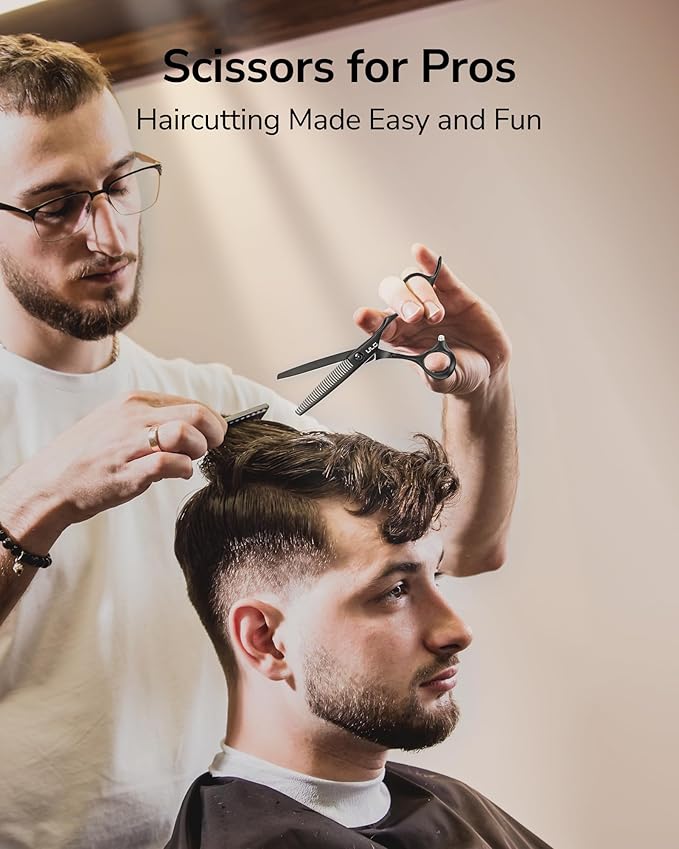 ULG Texturizing Shears ??Professional Stainless Steel, Ergonomic Offset Handles, Teflon Coated, Deer Tooth Blades for Precise Thinning and Layering, Ideal for Stylists and Barbers