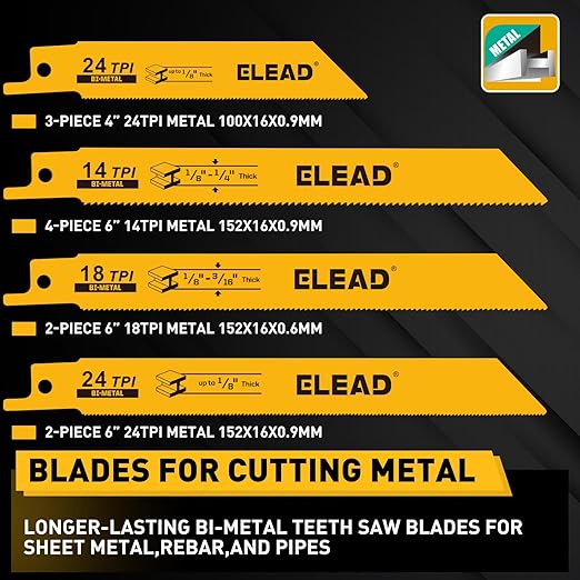 40-Piece Bi-Metal Reciprocating Saw Blade Set, Premium 4 & 6 & 9 Inch Wood & Metal Cutting Saw Blades with Storage Pouch, Long-Lasting Pruning Blades