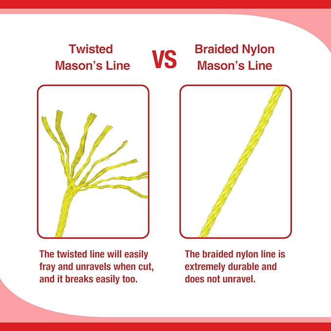 Goldblatt Mason Line, 500 Feet #18 Braided Nylon String Line, Nylon Twine for Gardening or Masonry Tools, Perfect Construction String for A String Level, Twine String for Gardening