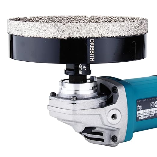 DKIBBITH 6" Dry Diamond Core Drill Bit, Tile Hole Saw for Ceramic Porcelain Granite Quartz Marble Tiles Stone Brick Glass Block with 5/8-11 Thread Fit Angle Grinders, 152mm Black