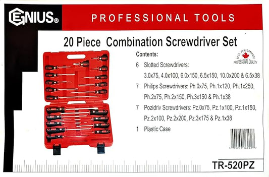Genius Tools 20 Piece Combination Screwdriver Set TR-520PZ