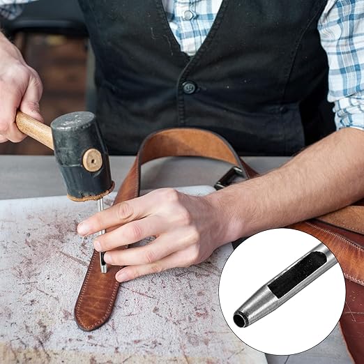 2.5MM Leather Hole Punch Tool [2PCS] - Metal Round Belt Hole Puncher Use for Leather Working & Belts & Watch Band & Paper & Plastic - [Silver Tone] Round Hollow Tools