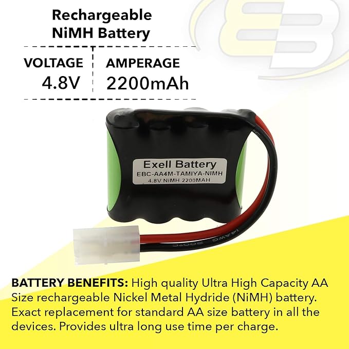 4.8V 2200mAh Custom NiMH Battery Pack w/Tamiya Connector for Power Tools, Lights
