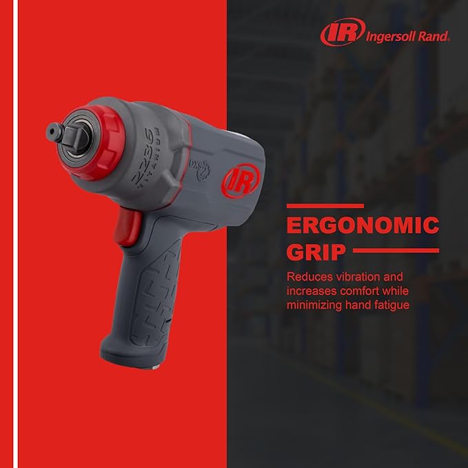 Ingersoll Rand 2236QTIMAX DXS2 1/2" Air Impact Wrench, Quiet, 1,500 ft-lb Torque, Titanium Hammer Case, Friction Ring Retainer, Pistol, Interchangeable Anvil, Multifunctional Tool (Pack of 5)