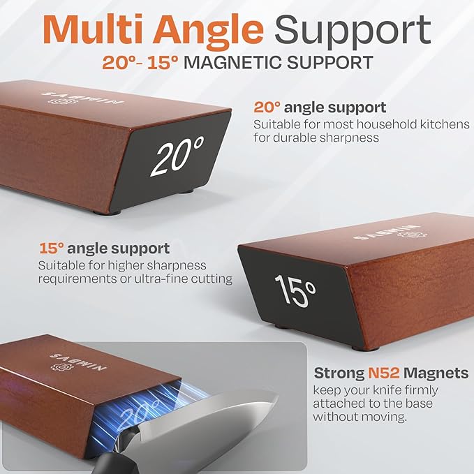 Rolling Knife Sharpener Kit with Diamond & Ceramic Sharpening System ??1000# Grit Whetstone, 15째 & 20째 Magnetic Angles, Non-Slip Base, Professional Sharpening Kit for Kitchen & All Blade Types