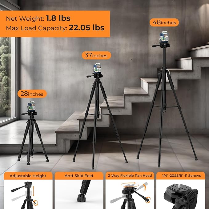 CIGMAN 3D Laser Level with Tripod,Remote Control,Compact Design,4000mAh Battery,Rotary Base,3x360째Self-Leveling Green Laser Leveler for Picture Hanging and DIY Projects