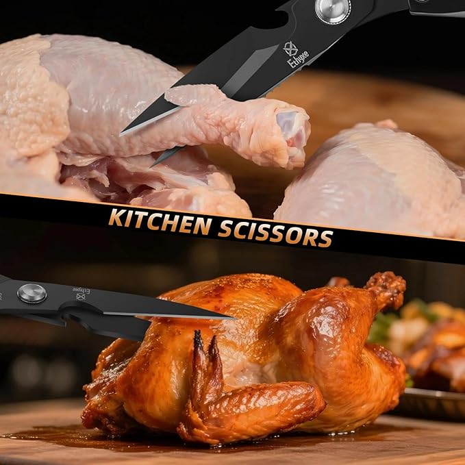 Kitchen Shears for Food - Professional Stainless Steel Japanese Kitchen Scissors for Chicken Bones, Fish, Turkey, Herbs, and Meat ??Heavy Duty and Dishwasher Safe