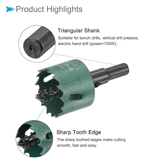 Bi-Metal Hole Saw, 38mm 1-1/2 Inch Dia Hole Saw, High Speed Steel Cutter - (Applications: for Wood Brass Zinc), 1-Pieces