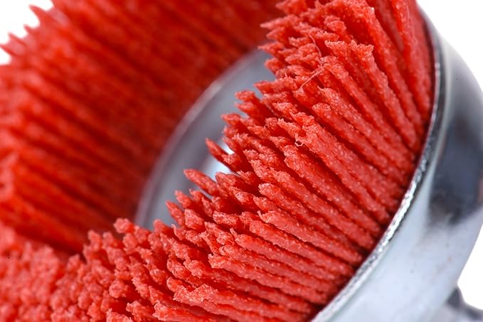 Century Drill & Tool 77231 3" Coarse Nylon End Brush, 80 Grit, 1/4" Quick Change Shank, 4,500 RPM - Nylon Bristles for Metal, Wood, Plastic, Masonry