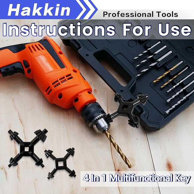 Hakkin 3Pcs 4 in 1 Chuck Wrench 4 way Professional Replacement Tool for Multifunctional Electric Drills Presses Power Tool Chucks 1/4”, 3/8”, 1/2”, 5/8”, 3/4”, 1” (Size L+S1+S2)