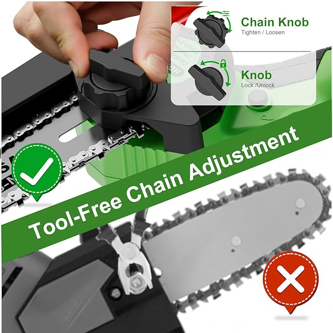 6 Inch Mini Chainsaw Cordless,Auto-Oiler and Tool-Free Adjustment Mini Chain Saw竊?1V 2000 Mah Rechargeable Battery Powered Electric Chainsaw for Tree Trimming Wood Cutting