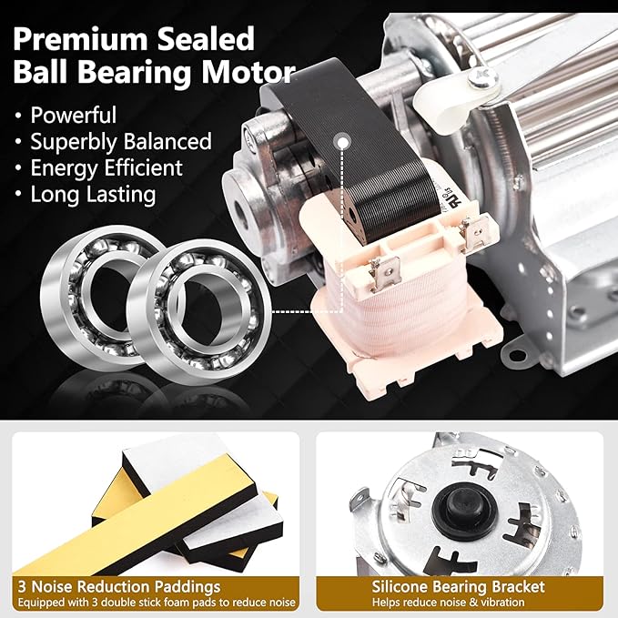 Criditpid BLOT BLOTMC Fireplace Blower Kit for Monessen, Majestic, Martin, Vermont Castings, BLO24T Fireplace Blower Fan Kit Replacement for Monessen BDV300, BDV400, BDV500, Rotom HB-RB94, HB-RB79